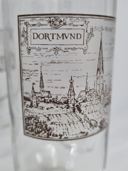 Бокалы пивные винтажные Dortmunder Union Siegel Pils на ножке, стекло, 6 шт., 18 см, Германия, 1960-70гг.