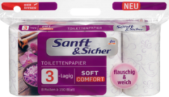 Sanft&amp;Sicher Туалетная бумага 3-lagig Soft Comfort 8x150 Blatt, 8 шт