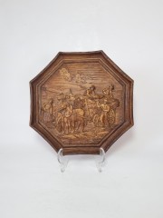 German Wood Винтажное деревянное панно &quot;Сенокос&quot;, ручная работа, 23см, Германия 1950-60гг.