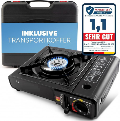 Hikeren Gaskocher 2,9kW Campingkocher mit Piezozundung,1-flammig mit Adapter fur LPG, (1-St) Газовая плита Hikeren 2,9 кВт походная с пьезоподжигом, 1 пламя с адаптером для сжиженого нефтяного газа, (1 шт.)