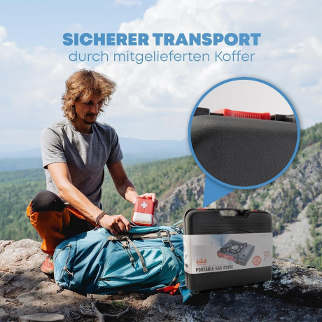 Hikeren Gaskocher 2,9kW Campingkocher mit Piezozundung,1-flammig mit Adapter fur LPG, (1-St) Газовая плита Hikeren 2,9 кВт походная с пьезоподжигом, 1 пламя с адаптером для сжиженого нефтяного газа, (1 шт.)