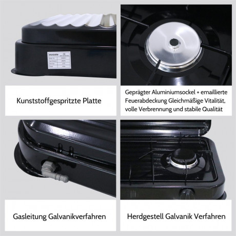 Melko Melko Gaskocher Gaskocher Campingkocher 2 flammig Gasherdplatte Camping Kochfeld, (1-St), Flamme stufenlos regulierbar durch Drehknopf Газовая плита Melko, газовая плита, походная плита, 2 пламени, газовая плита, походная плита, (1 шт.), пламя плав