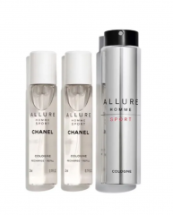 Chanel Allure Homme Sport Cologne, мужской одеколон, набор Twist &amp; Spray 3 х 20 мл (60 мл)