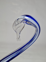 Подставка &quot;Лебедь&quot; ECHT в бело-синих тонах, выдувное стекло, ручная работа, 15,5 x 16,5 см, Германия, 1960-70гг.