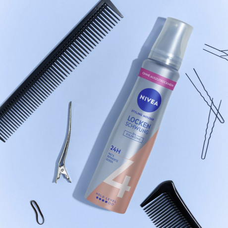 NIVEA Lockenschwung & Pflege Schaumfestiger, 150 ml, Нивеа Мусс для кудрявых волос, пантенол и витамин B3, упругие локоны, фиксация до 24ч, 150 мл