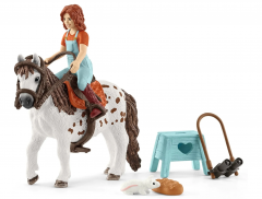 Schleich Horse Club 42518 Mia &amp; Spotty, Фигурка Миа всадница и Спотти пони, с аксессуарами и уходом за лошадью, 5+