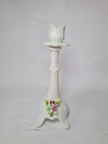 Подсвечник винтажный с объемным цветочным декором, керамика, 25 х 10 см, Италия, 1960-70гг.