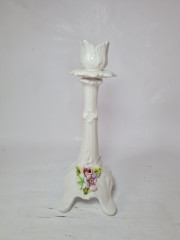 Подсвечник винтажный с объемным цветочным декором, керамика, 25 х 10 см, Италия, 1960-70гг.