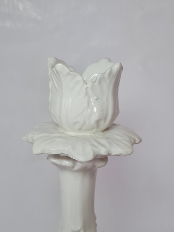 Подсвечник винтажный с объемным цветочным декором, керамика, 25 х 10 см, Италия, 1960-70гг.