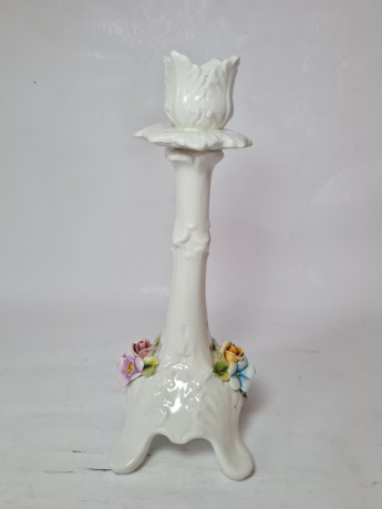 Подсвечник винтажный с объемным цветочным декором, керамика, 25 х 10 см, Италия, 1960-70гг.