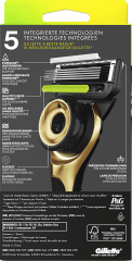 GILLETTE Rasierer, Labs Face Gold, 1 St, Джилетт Золотистый набор для бритья Labs Face: станок, 3 сменные кассеты и настенный держатель, 1 набор