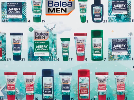 Balea MEN Adventskalender merry christmas 2022 Балеа Адвент-календарь Набор косметических средств для мужчин, 24 подарка-сюрприза 