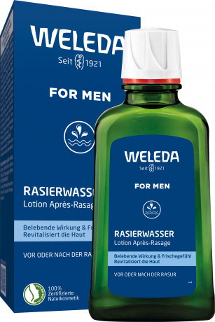 WELEDA FOR MEN Rasierwasser, 100 ml, Мужской лосьон до и после бритья с миррой и гамамелисом, 100 мл