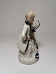 German porcelain, Немецкая винтажная фарфоровая статуэтка рококо &quot;Музыканты с арфой&quot; 12см, 1960-70гг.