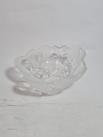 Салатница винтажная Im Stil Nieman, объемный декор, прессованное стекло, 19 см, Германия, 1960-70гг.