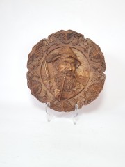 German Wood Винтажное деревянное панно &quot;Охотник&quot;, ручная работа, 23см, Германия 1950-60гг.