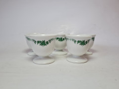 НАБОР подставок для яиц, фарфор с зеленым растительным рисунком, 5 шт, 5 см, Германия, 1960-70гг.