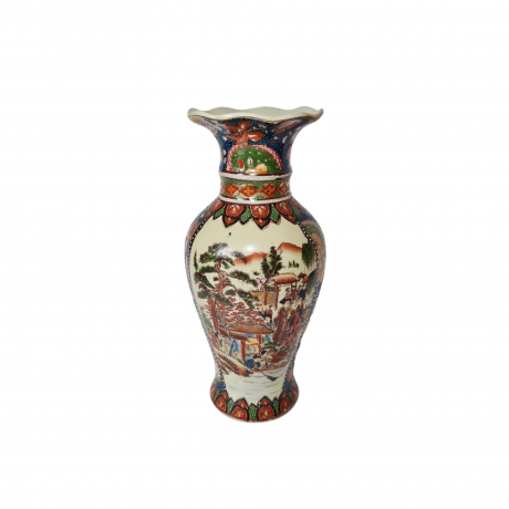Фарфоровая ваза с красочным рисунком в китайском стиле, 30 x 13 см, Китай, 1960-70гг.