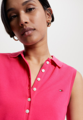 Tommy Hilfiger SLIM COLLAR DETAIL NS Polo shirt bright cerise pink SLIM COLLAR DETAIL NS Рубашка поло ярко-вишнево-розовый