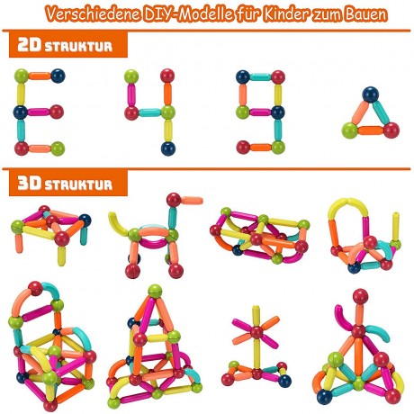 COSTWAY Puzzlespielzeug 88 Stk. Magnetkugeln Stabe Игрушка-пазл 88 шт.