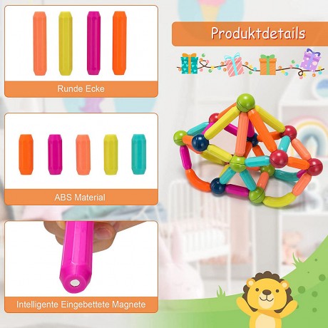 COSTWAY Puzzlespielzeug 88 Stk. Magnetkugeln Stabe Игрушка-пазл 88 шт.