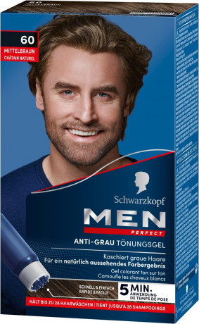 Набор 10 упаковок Schwarzkopf MEN Perfect 60 Средне-коричневый, мужская краска от седины 5 минут, Германия