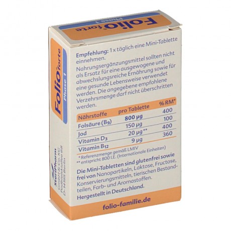 Folio 1 Basic Filmtabletten 90st, Фолиевая кислота Folio Basic 1, 90 таблеток, витамины для женщин при планировании и беременности, с йодом и витаминами B12 и D3