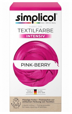 Simplicol Textilfarbe intensiv Pink-Berry Краска для ткани розовая Pink-Berry интенсивная, жидкая, для стиральной машины 40 , 150 мл + фиксатор 400 г