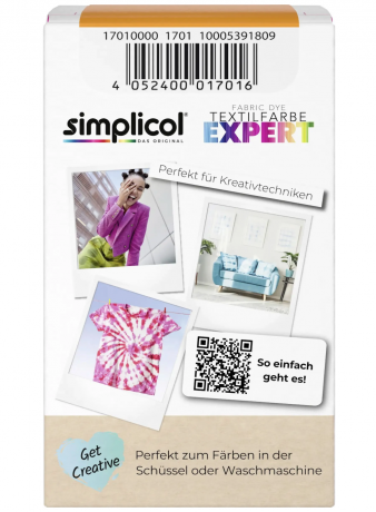 Simplicol Expert Mais-Gelb Краска для ткани жёлтая Mais-Gelb, интенсивное перекрашивание одежды, для стиральной машины 40C, 150 г