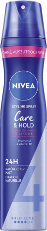 NIVEA Pflege & Halt Haarspray regenerierend, 250 ml, Нивеа Лак для волос восстанавливающий, пантенол и витамин B3, до 24ч фиксация, 250 мл