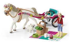 Schleich Horse Club 42467 Kutsche fur Pferdeshow,  Игровой набор "Праздничная прогулка с пони", карета для конного шоу, пони, фигурки, аксессуары, пикник, от 5 лет, Германия