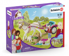 Schleich Horse Club 42467 Kutsche fur Pferdeshow,  Игровой набор "Праздничная прогулка с пони", карета для конного шоу, пони, фигурки, аксессуары, пикник, от 5 лет, Германия