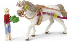 Schleich Horse Club 42467 Kutsche fur Pferdeshow,  Игровой набор "Праздничная прогулка с пони", карета для конного шоу, пони, фигурки, аксессуары, пикник, от 5 лет, Германия