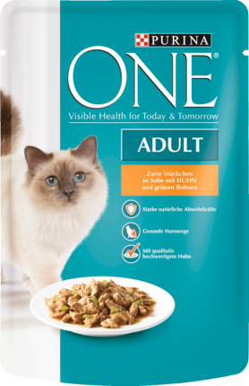 PURINA ONE Влажный корм Для кошек, Adult с Курицей и зелёной фасолью в соусе, 85 г