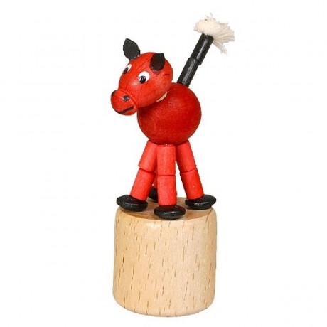 Holzspielzeug Wackelfigur Pferd rot Деревянная игрушка кивая лошадь красный