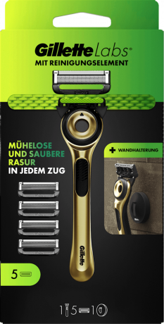 GILLETTE Rasierer, Labs Face mit 5 Klingen, 1 St, Джилетт Набор для бритья Labs Face: станок, 5 сменных кассет и настенный держатель, 1 набор