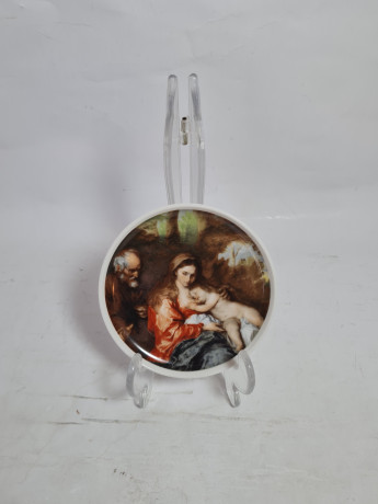 Тарелка декоративная винтажная AK Kaiser с изображением женщины с ребенком, фарфор, 10 см, Германия, 1960-70гг.