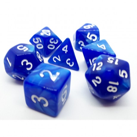 dice4friends 7-tlg. RPG Wurfelset Pearl: Blue\/White 7 шт. RPG Dice Set Жемчуг: Синий/Белый