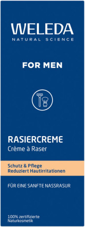 WELEDA FOR MEN Rasiercreme, 75 ml, Мужской крем для влажного бритья с козьим и миндальным молоком и фиалкой трёхцветной, 75 мл