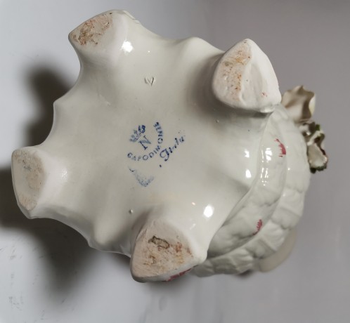 Capodimonte, Каподимонте Коллекционная фарфоровая Ваза-кувшин с розой 30см, 1970-75гг.