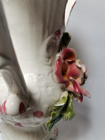 Capodimonte, Каподимонте Коллекционная фарфоровая Ваза-кувшин с розой 30см, 1970-75гг.