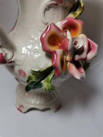 Capodimonte, Каподимонте Коллекционная фарфоровая Ваза-кувшин с розой 30см, 1970-75гг.