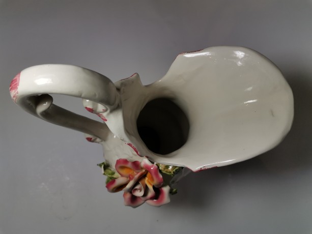 Capodimonte, Каподимонте Коллекционная фарфоровая Ваза-кувшин с розой 30см, 1970-75гг.