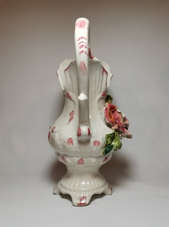 Capodimonte, Каподимонте Коллекционная фарфоровая Ваза-кувшин с розой 30см, 1970-75гг.