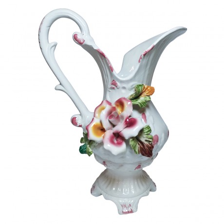 Capodimonte, Каподимонте Коллекционная фарфоровая Ваза-кувшин с розой 30см, 1970-75гг.