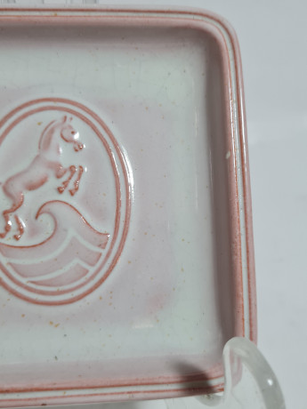 Тарелка декоративная винтажная Robwog Karlsruhe с изображением лошади, керамика, 9 х 9 см, Германия, 1960-70гг.