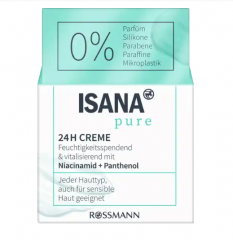 ISANA pure 24H Creme, ИСАНА Крем для лица без силиконов и отдушек с витамином витамин B3, B5 и Е, 50мл