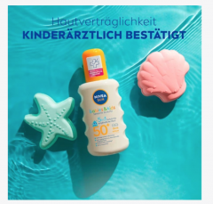 NIVEA SUN Sonnenspray Babies &amp; Kids sensitiv LSF 50+, Солнцезащитный спрей для младенцев и детей, для чувствительной кожи, SPF 50+, 200 мл