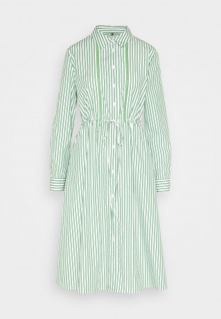 Tommy Hilfiger STRIPE MIDI SHIRT DRESS Shirt dress nola/spring lime ПЛАТЬЕ-РУБАШКА МИДИ В ПОЛОСКУ Платье-рубашка нола / весенний лайм