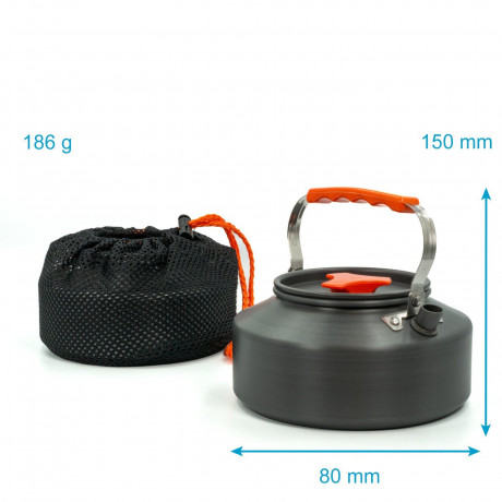 Intirilife Intirilife Wasser-/Teekocher, Outdoor Kochkessel mit 1,1 L Kochen beim Camping oder auf Reisen Orange Прибор для приготовления чая и воды Intirilife, чайник для приготовления пищи на открытом воздухе емкостью 1,1 л — приготовление пищи в походе
